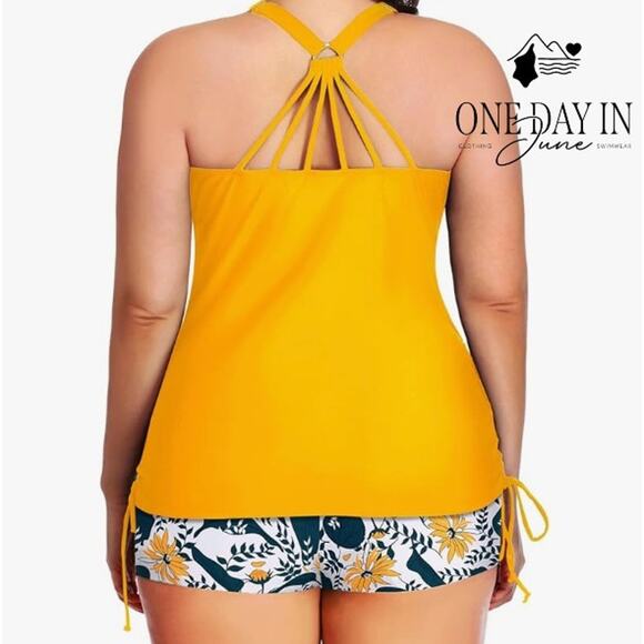 Yonique Plus Size Boyshort Tankini Swimsuit Size 18W - Picture 2 of 6